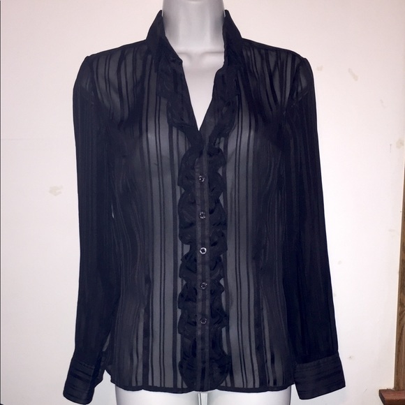 GEORGE ME Sheer Blouse With Ruffles Size S - Picture 4 of 7